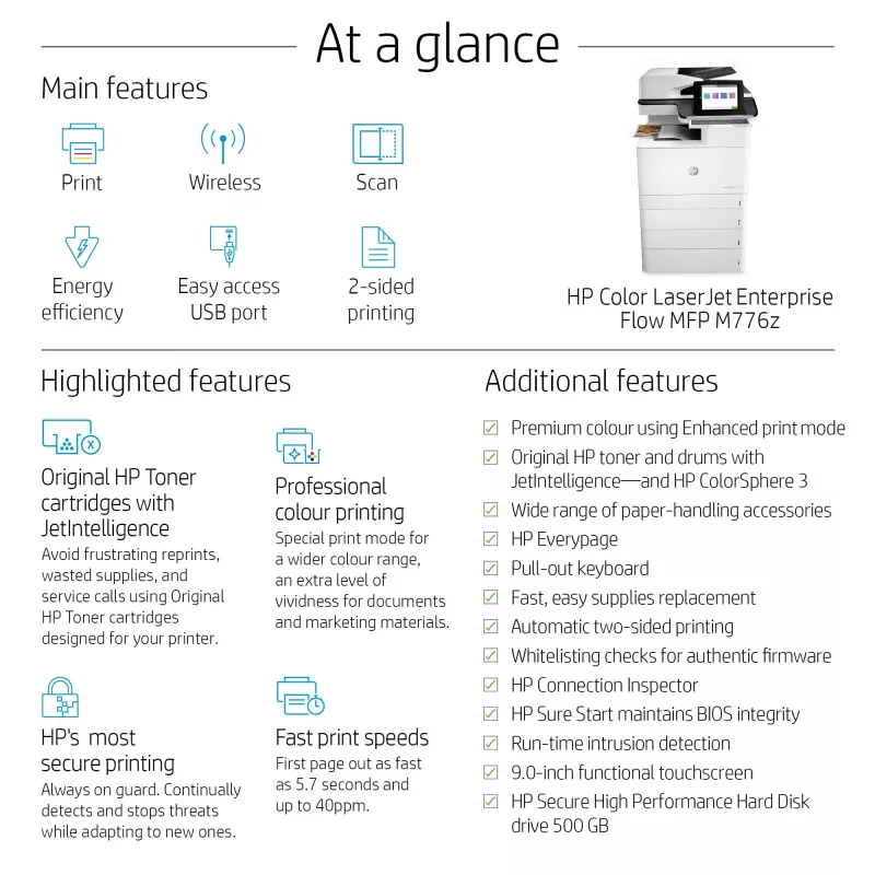 Multifunktsionaalne seade HP Color LaserJet Enterprise Flow MFP M776z Laser-värvitrükk