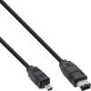InLine FireWire 400 1394 kaabel 6->4 kontakti isane 1,8 m, Must, 1,8 m, 6-kontaktiline, 4-kontaktiline, Isane/Isane, 175 mm