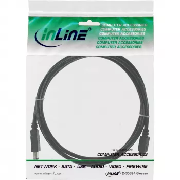 InLine FireWire 400 1394 kaabel 6->4 kontakti isane 1,8 m, Must, 1,8 m, 6-kontaktiline, 4-kontaktiline, Isane/Isane, 175 mm