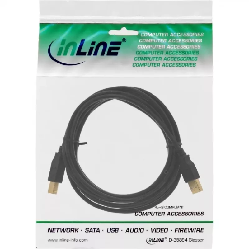 USB 2.0 pikenduskaabel tüüp A isane/emane InLine 34605B must 5m