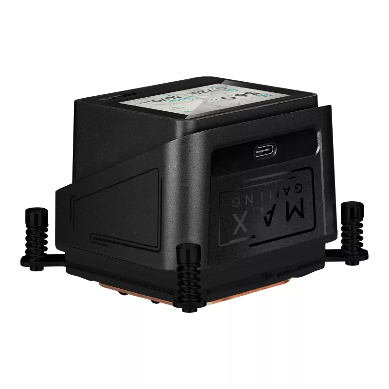 Universaalne vedelikjahuti ASUS MAX GAMING LC 360 ARGB LCD — 360 mm radiaator, 120 mm ventilaatorid, toetab AM4/AM5/LGA1700, must