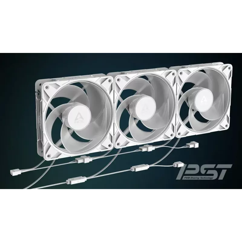 120 mm Arctic Freezer P12 Pro Reverse A-RGB PWM ventilaator (valge) — 124 m³/h, FDB, kaablijaotur