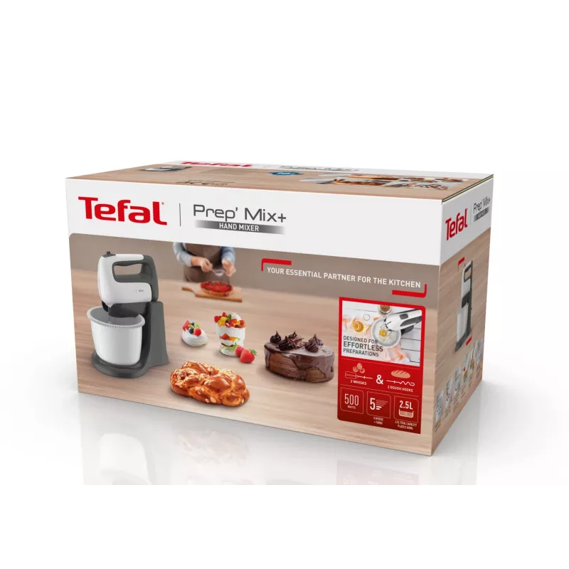 Tefal PrepMix+ HT464138 käsisegisti koos statiivikausiga 500 W hall/valge