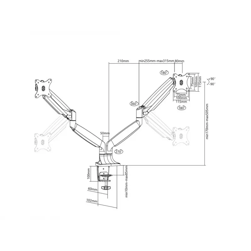 Multibrackets M Deskmount Gas Spring Dual Must
