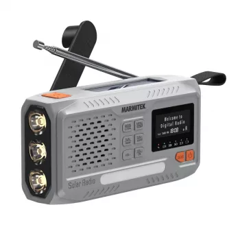 Kaasaskantav väntraadio Marmitek RESQ 100 — DAB/DAB+/FM, 3 W, LCD, USB‑C, 3,5 mm pesa, helehall