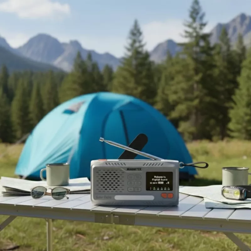 Kaasaskantav väntraadio Marmitek RESQ 100 — DAB/DAB+/FM, 3 W, LCD, USB‑C, 3,5 mm pesa, helehall