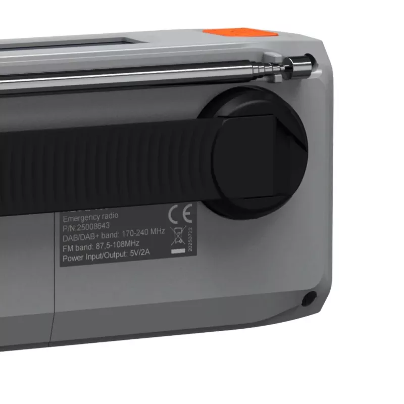 Kaasaskantav väntraadio Marmitek RESQ 100 — DAB/DAB+/FM, 3 W, LCD, USB‑C, 3,5 mm pesa, helehall