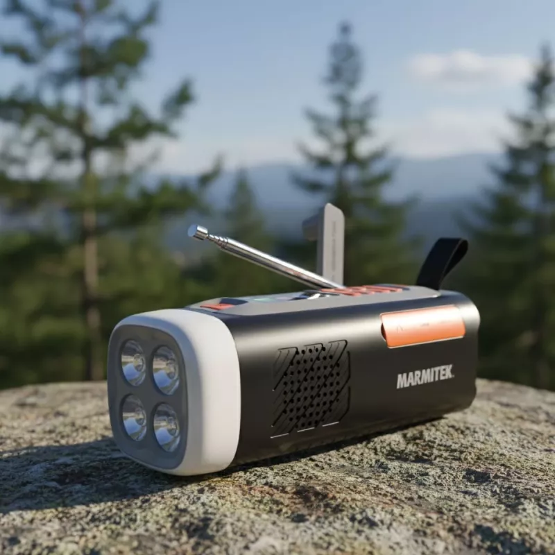 Marmitek RESQ 200 – dünamoraadio, kaasaskantav, analoog- ja digitaaltuuner, DAB, DAB+, FM, 87,5–108 MHz, 170–240 MHz, 3 W