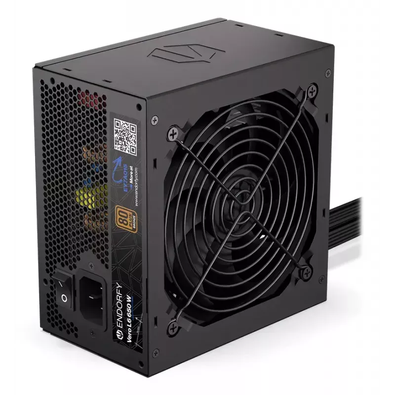 Toiteplokk ENDORFY Vero L6 650 W ATX 24-kontaktiline, 80 PLUS Bronze, 120 mm ventilaator, must