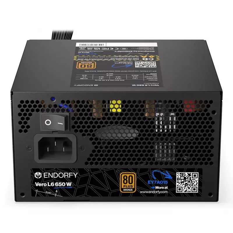 Toiteplokk ENDORFY Vero L6 650 W ATX 24-kontaktiline, 80 PLUS Bronze, 120 mm ventilaator, must