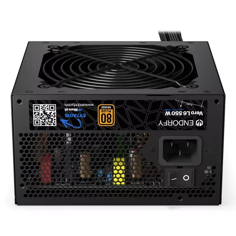 Toiteplokk ENDORFY Vero L6 550 W ATX 24-pin 80 PLUS Bronze, 120 mm ventilaator, must