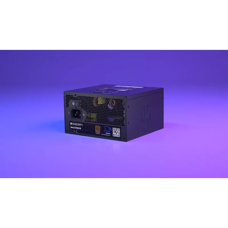 Toiteplokk ENDORFY Vero L6 550 W ATX 24-pin 80 PLUS Bronze, 120 mm ventilaator, must