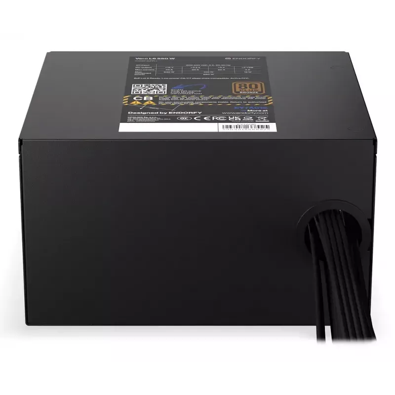 Toiteplokk ENDORFY Vero L6 550 W ATX 24-pin 80 PLUS Bronze, 120 mm ventilaator, must