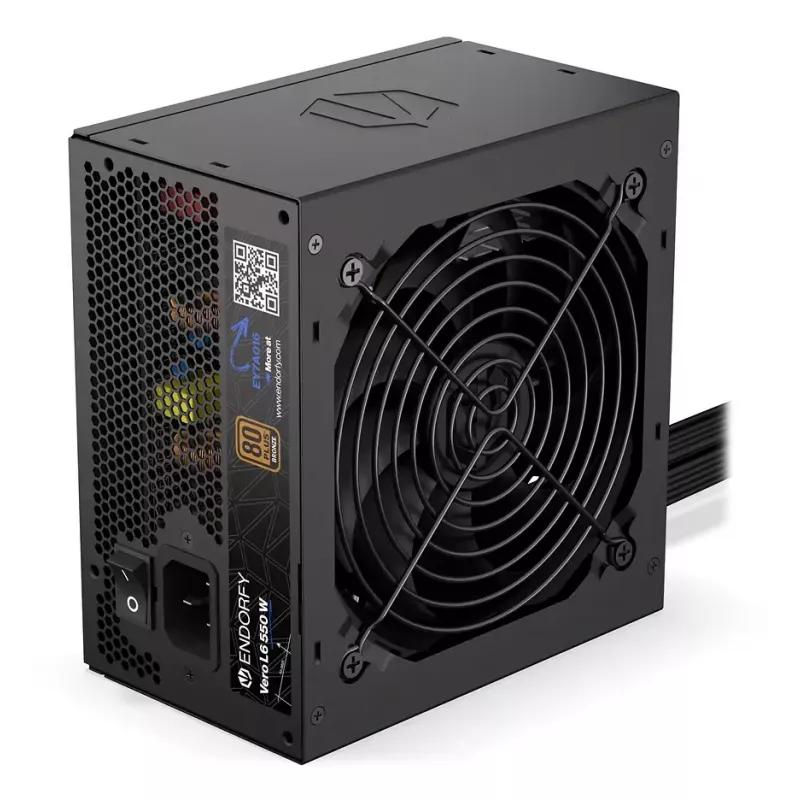 Toiteplokk ENDORFY Vero L6 550 W ATX 24-pin 80 PLUS Bronze, 120 mm ventilaator, must