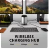 AXAGON HMC-WL9 USB-C 9‑in‑1 dokkimisjaam koos 10 Gbps, 100 W PD, 8K HDMI, Etherneti ja juhtmevaba laadimisega