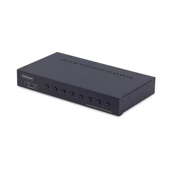 StarTech.com 8-pordiline HDMI KVM-lüliti koos 1U rack-kinnituskomplektiga, 4K 60Hz HDMI 2.0, nupuvajutuse ja kiirklahviga lülitamine, 4-pordiline USB-jaotur, OS-sõltumatu, TAA-le vastav