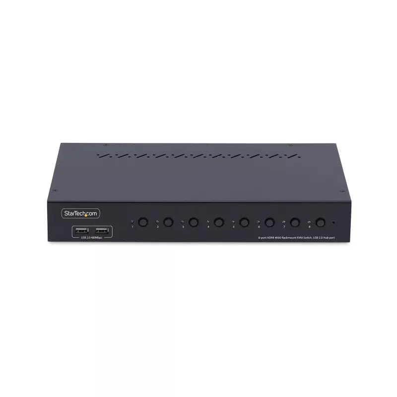 StarTech.com 8-pordiline HDMI KVM-lüliti koos 1U rack-kinnituskomplektiga, 4K 60Hz HDMI 2.0, nupuvajutuse ja kiirklahviga lülitamine, 4-pordiline USB-jaotur, OS-sõltumatu, TAA-le vastav