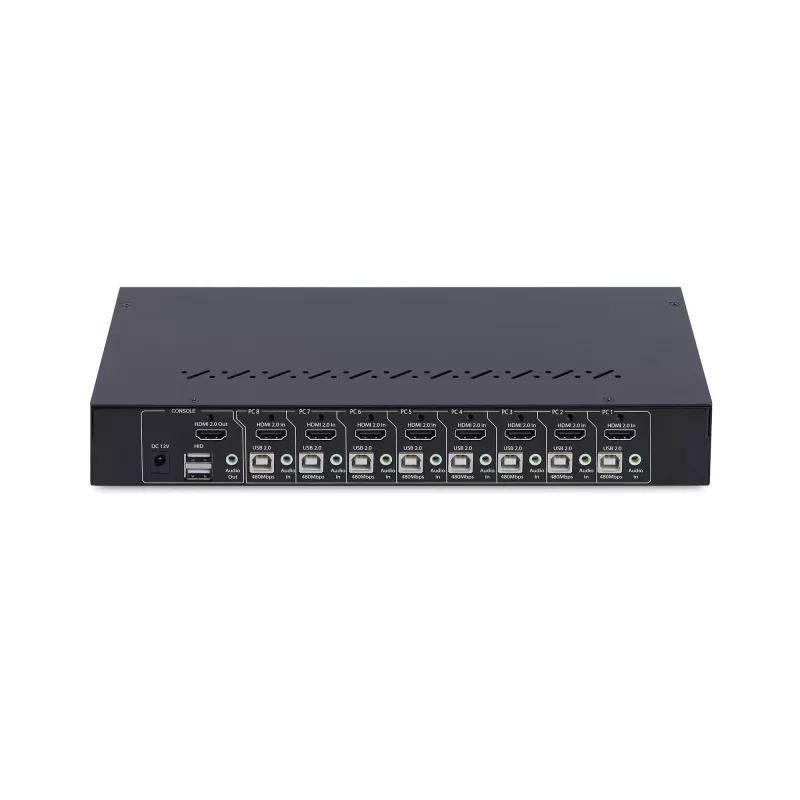 StarTech.com 8-pordiline HDMI KVM-lüliti koos 1U rack-kinnituskomplektiga, 4K 60Hz HDMI 2.0, nupuvajutuse ja kiirklahviga lülitamine, 4-pordiline USB-jaotur, OS-sõltumatu, TAA-le vastav