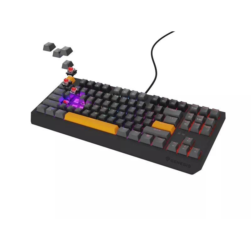 GENESIS Thor 230 TKL klaviatuur Mängimine USB + RF Wireless + Bluetooth QWERTY Must, Hall, Oranž