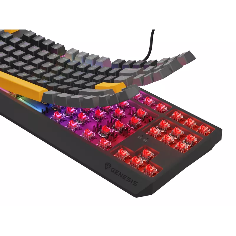 GENESIS Thor 230 TKL klaviatuur Mängimine USB + RF Wireless + Bluetooth QWERTY Must, Hall, Oranž