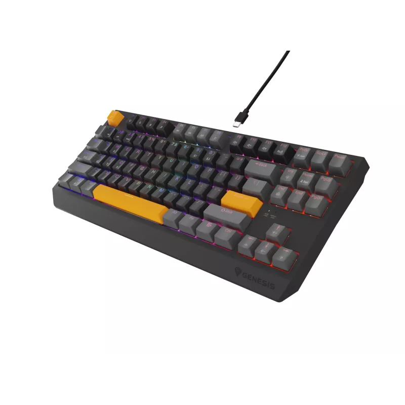 GENESIS Thor 230 TKL klaviatuur Mängimine USB + RF Wireless + Bluetooth QWERTY Must, Hall, Oranž