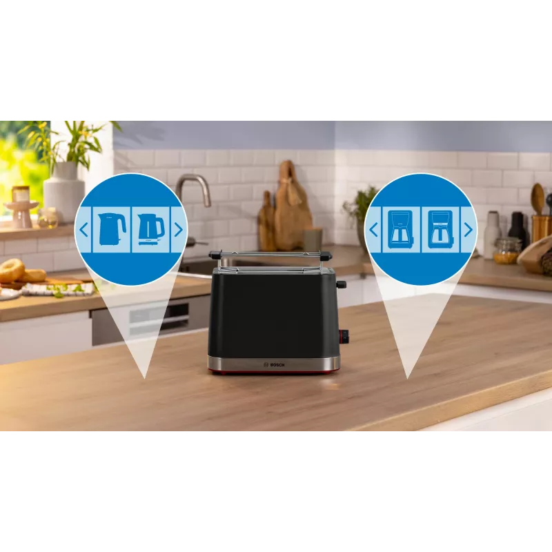 Bosch TAT4M223 röster 4 2 viilu 950 W must, roostevaba teras