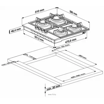 Beko HILG 642C5 SB Must Sisseehitatav 60 cm Gaas 4 tsooni