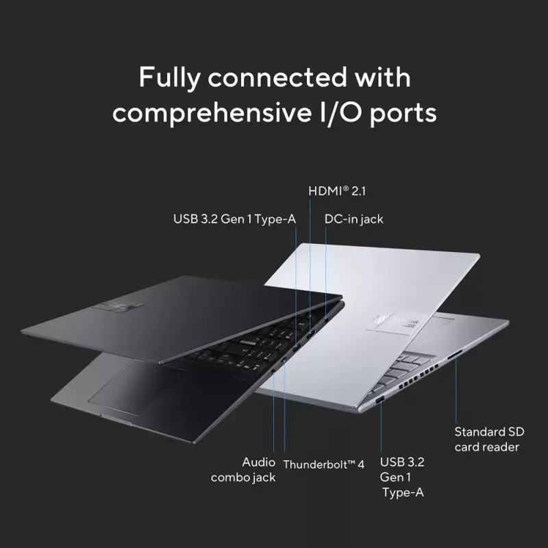 ASUS Vivobook 16X K3605VU-WS96 Intel® Core™ i9 i9-13900H Sülearvuti 40,6 cm (16 tolli) WUXGA 16 GB DDR4-SDRAM 1 TB SSD NVIDIA GeForce RTX 4050 Wi-Fi 6E (802.11ax) Windows 11 Home Hõbedane