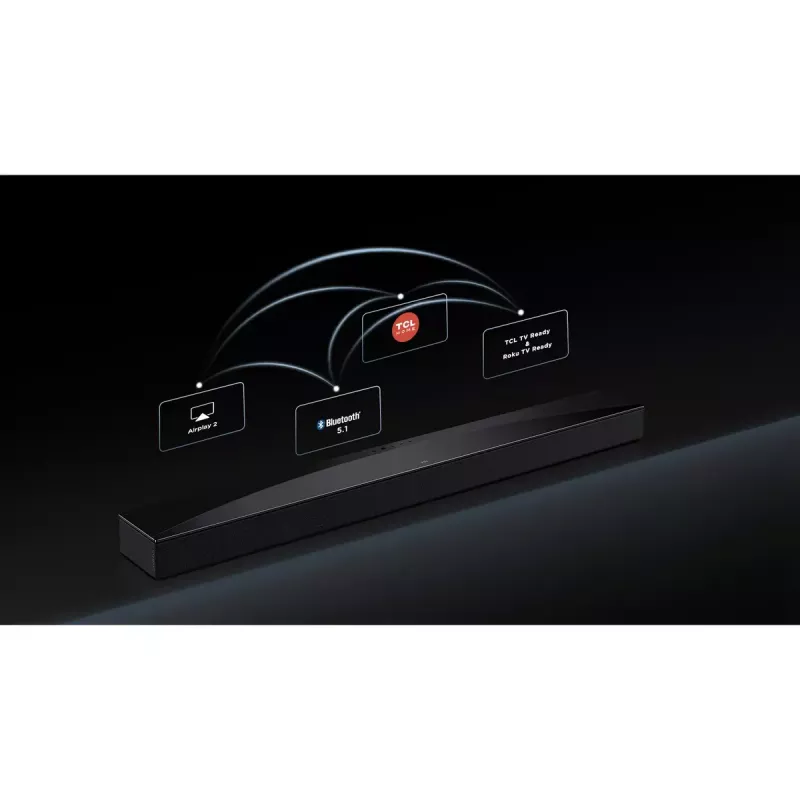TCL Q Q85H Class 7.1.4 kanaliga heliriba koos Dolby Atmose, juhtmevaba bassikõlari ja juhtmevabade surround-kõlaritega
