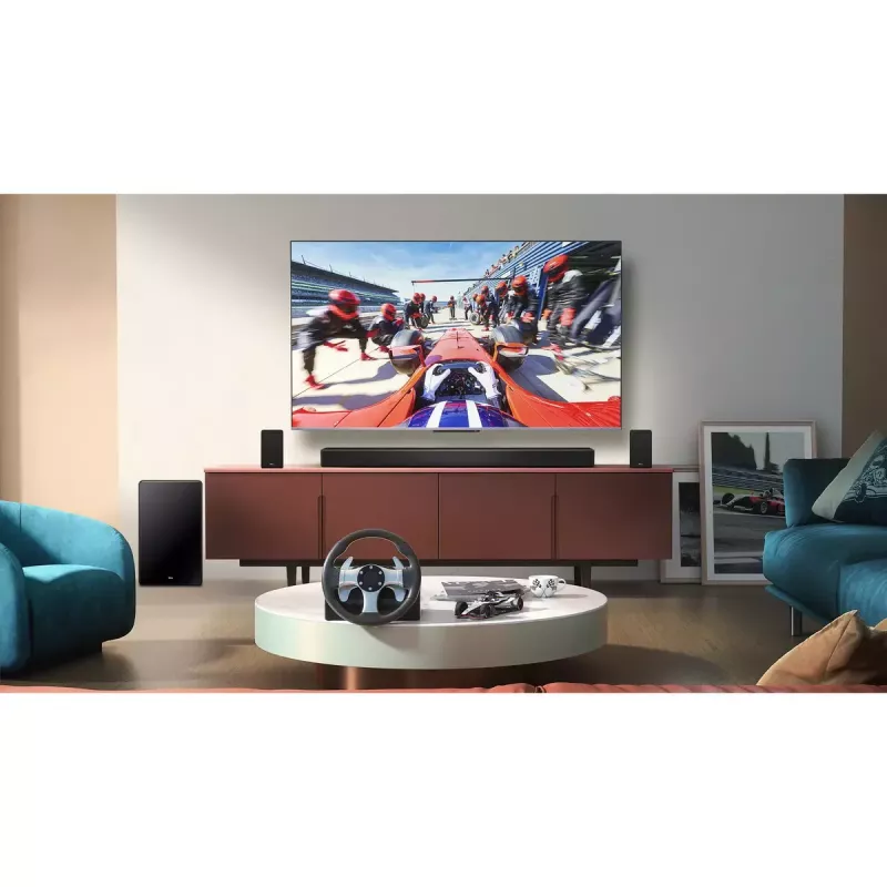 TCL Q Q85H Class 7.1.4 kanaliga heliriba koos Dolby Atmose, juhtmevaba bassikõlari ja juhtmevabade surround-kõlaritega