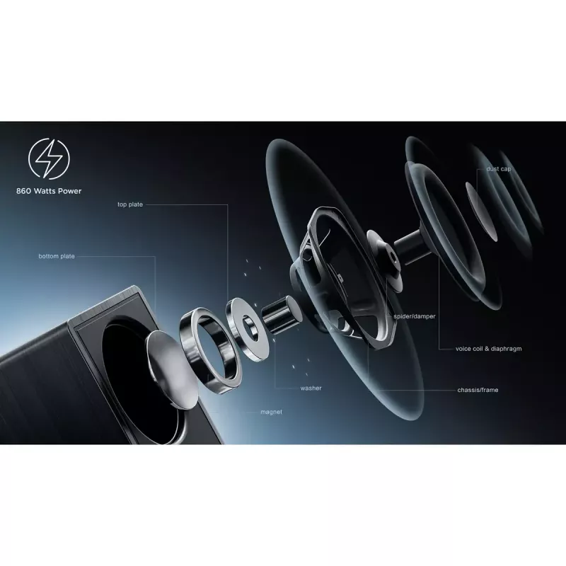 TCL Q Q85H Class 7.1.4 kanaliga heliriba koos Dolby Atmose, juhtmevaba bassikõlari ja juhtmevabade surround-kõlaritega