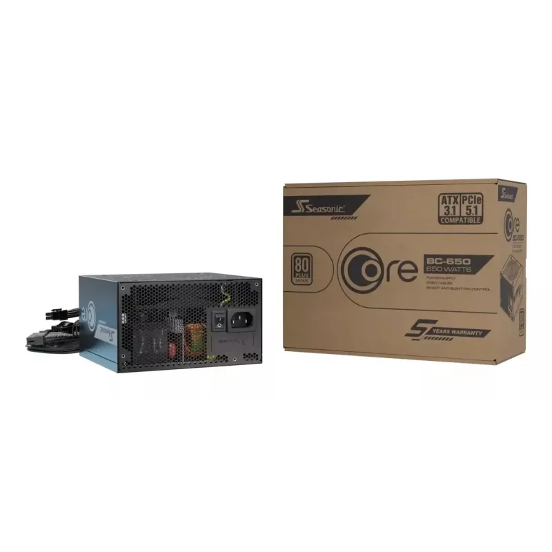 Toiteplokk Seasonic CORE BC-650 650W ATX 20+4 pin, 80 PLUS Bronze, must, 120mm ventilaator