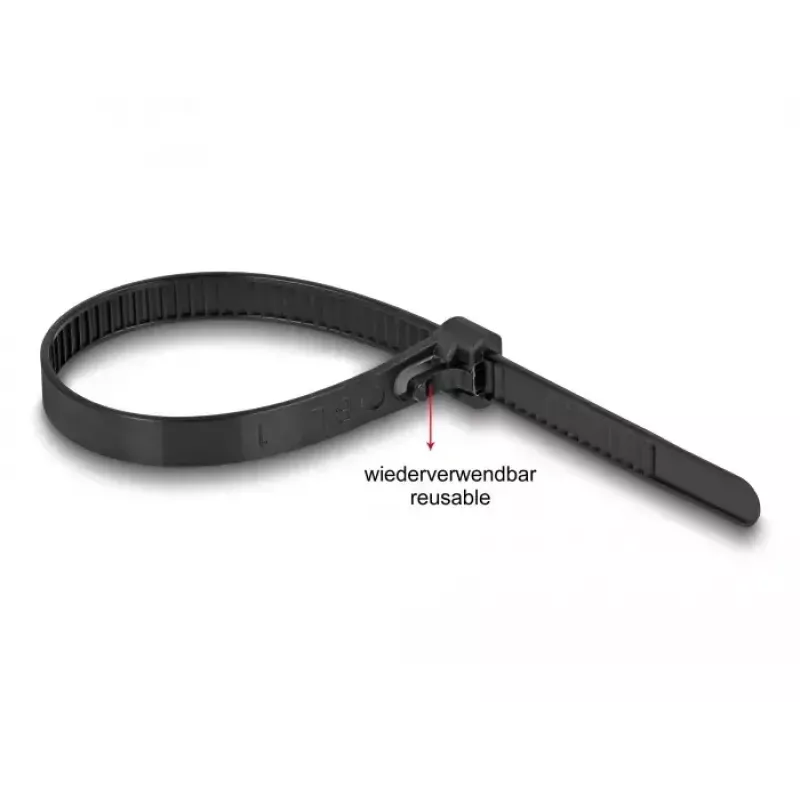 Takja-kinnitusrihm DeLOCK 300x7,6mm must 100tk