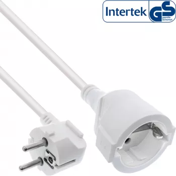 Pikendusjuhe InLine tüüp F nurgaga, valge, 3 m, 1 vahelduvvoolupistikupesa, 230 V