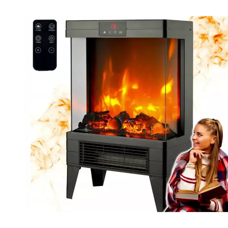 Elektriline küttekeha Carruzzo Q20P õlitäitega radiaator, 1800 W, 15–45 °C, klaaskorpus, kaugjuhtimispult/äpp/puutetundlik juhtimine, taimer 1–12h, seinale või põrandale, must