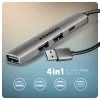 USB-jaotur AXAGON HUE-STA — 4-pordiline alumiiniumriba, 1× USB-A 5Gbps + 2× USB-A ja 1× USB-C 480Mbps, USB-A host, hall