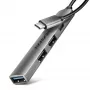 USB-jaotur AXAGON HUE-STC, 4-pordiline alumiiniumriba, 1x USB-A 5 Gbps + 2x USB-A & 1x USB-C 480 Mbps, USB-C host, 12 cm kaabel, hall