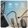 USB-jaotur AXAGON HUE-STC, 4-pordiline alumiiniumriba, 1x USB-A 5 Gbps + 2x USB-A & 1x USB-C 480 Mbps, USB-C host, 12 cm kaabel, hall