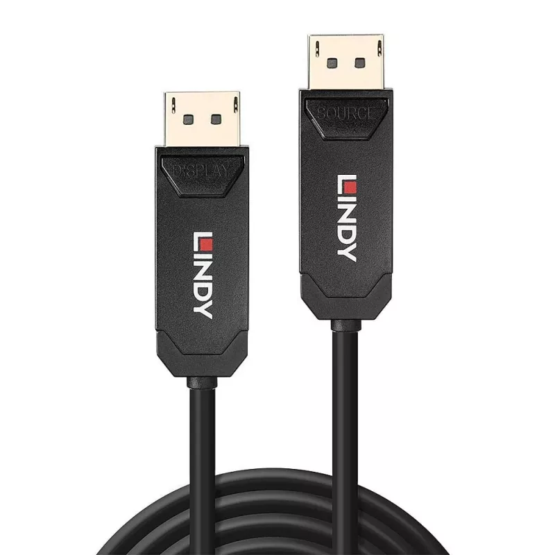 Lindy 10m fiiberoptiline hübriidkaabel DP 2.0 UHBR10, 10 m, DisplayPort, DisplayPort, isane, isane, 7680 x 4320 pikslit