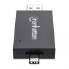 Manhattan USB-A / USB-C combo Multi-Card Reader/Writer, 5 Gbps (USB 3.2 Gen1 aka USB 3.0), Male to microSD and SD/MMC Slots, Mini Format, SuperSpeed USB, Windows or Mac, Must/Transparent, Three Year Warranty