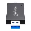 Manhattan USB-A / USB-C combo Multi-Card Reader/Writer, 5 Gbps (USB 3.2 Gen1 aka USB 3.0), Male to microSD and SD/MMC Slots, Mini Format, SuperSpeed USB, Windows or Mac, Must/Transparent, Three Year Warranty