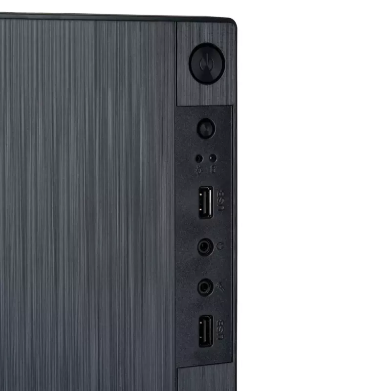 PC korpus Akyga AK35BK Micro Tower, Micro-ATX/Flex-ATX/Mini-ITX, max GPU 25 cm, max CPU jahuti 14 cm, 2×3,5 tolli + 2×2,5 tolli pesa, USB 2.0×2, must