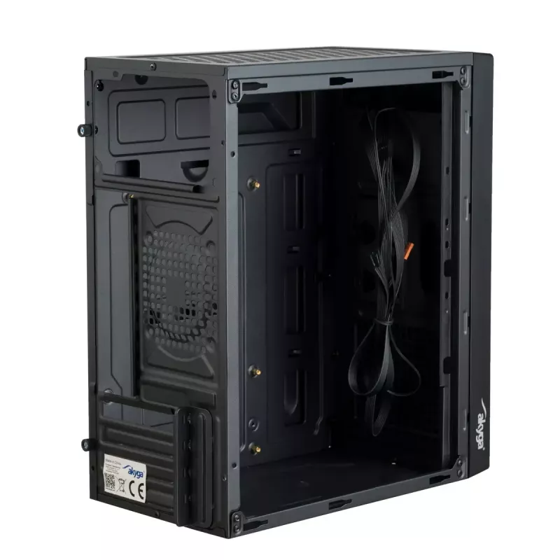 PC korpus Akyga AK35BK Micro Tower, Micro-ATX/Flex-ATX/Mini-ITX, max GPU 25 cm, max CPU jahuti 14 cm, 2×3,5 tolli + 2×2,5 tolli pesa, USB 2.0×2, must