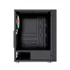 PC-korpus GEMBIRD Fornax 2500 Midi Tower must — ATX/ITX tugi, karastatud klaas, RGB, 3x120mm ees, 2x2,5-tollist pesa