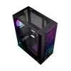 PC-korpus GEMBIRD Fornax 2500 Midi Tower must — ATX/ITX tugi, karastatud klaas, RGB, 3x120mm ees, 2x2,5-tollist pesa