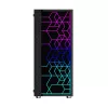 PC-korpus GEMBIRD Fornax 2500 Midi Tower must — ATX/ITX tugi, karastatud klaas, RGB, 3x120mm ees, 2x2,5-tollist pesa