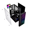 PC-korpus GEMBIRD Fornax 2500 Midi Tower must — ATX/ITX tugi, karastatud klaas, RGB, 3x120mm ees, 2x2,5-tollist pesa