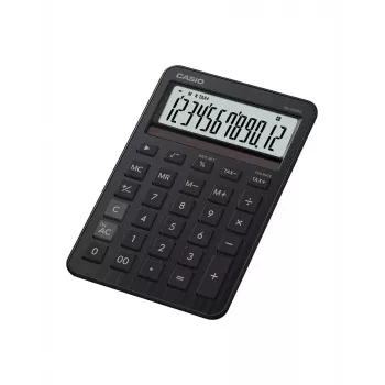 Lauakalkulaator CASIO MS-200DQ — Lihtne, 12-kohaline, aku/päikeseenergia, maksu- ja kasumiarvutusfunktsioonid, must