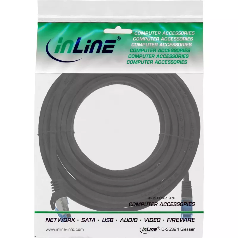 InLine 72600S võrgukaabel Must 10 m Cat6a S/FTP (S-STP)