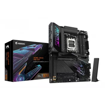 GIGABYTE X870E AORUS PRO X3D ATX emaplaat — AMD pesa AM5, 18+2+2 VRM, DDR5 kuni 9000 Hz (OC), 2×PCIe5 + 2×PCIe4, Wi‑Fi 7, 5GbE, USB4